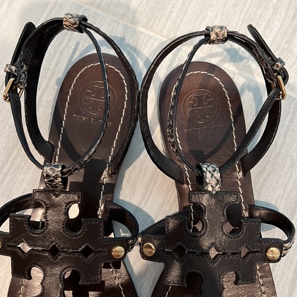 Tory Burch Snake Embossed Chandler Sandals - Picture 3 of 10